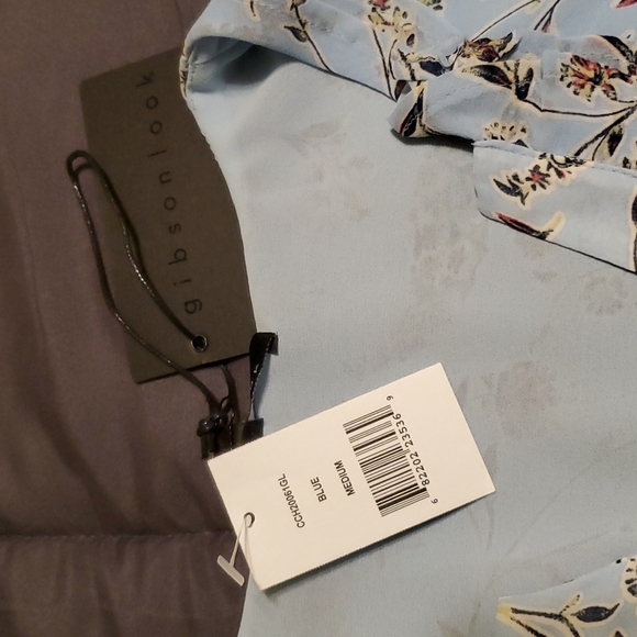 Baby blue chiffon blouse with floral design - Picture 3 of 8